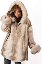 Women's exclusive alpaca coat Valentina Beige Melange